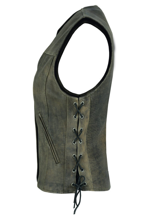 RC207 Women's Antique Brown Single Back Panel Concealed Carry Vest - Image 6