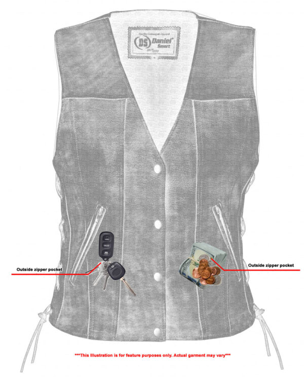 RC207 Women's Antique Brown Single Back Panel Concealed Carry Vest - Image 8