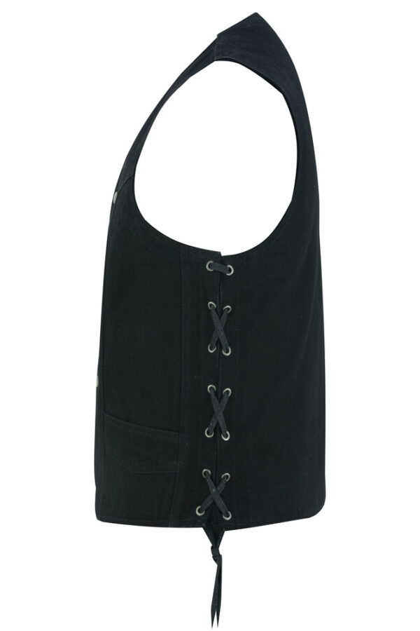 RM911 Men's Traditional Denim Vest with Side Laces - Image 4