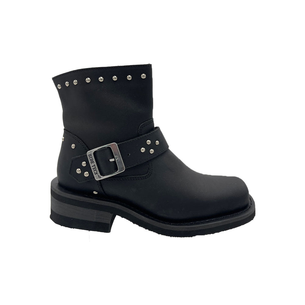 8811M Women's 8" Heeled Buckle Biker Boot - Image 3