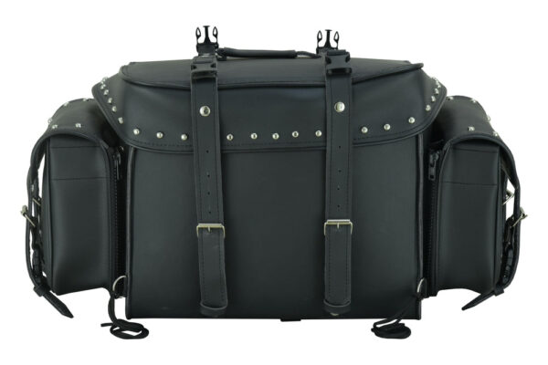 RC350S Leather Black PVC Large 4 Piece Motorcycle Touring Tail Bag wi - Image 4