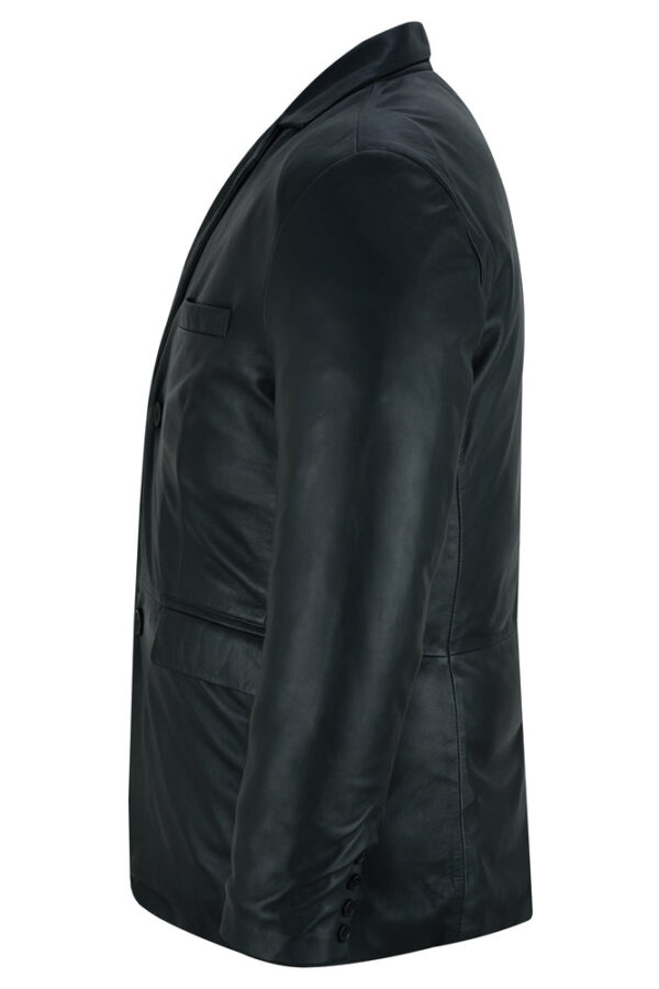 Retro Trim Men's Sheep Skin Leather Blazer - Image 3