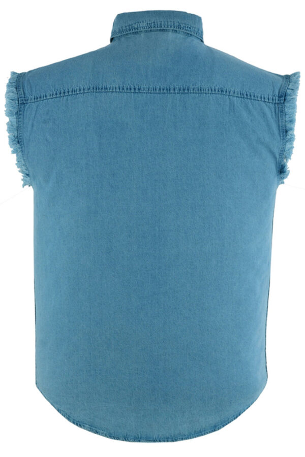 RM6002 Men's Blue Lightweight Sleeveless Denim Shirt - Image 4