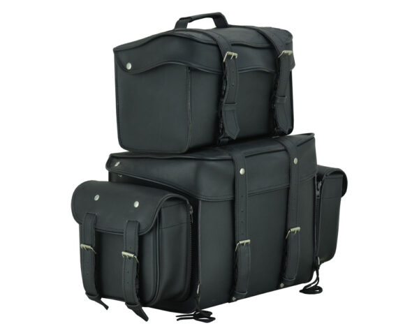 RC350 Leather Black PVC Large Four Piece Motorcycle Touring Tail Bag - Image 3