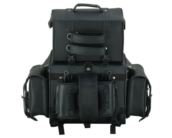 RC350 Leather Black PVC Large Four Piece Motorcycle Touring Tail Bag - Image 5
