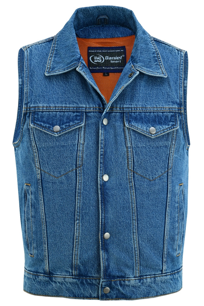 SOA RM970BU Snap Front Denim Vest- Blue - Image 4
