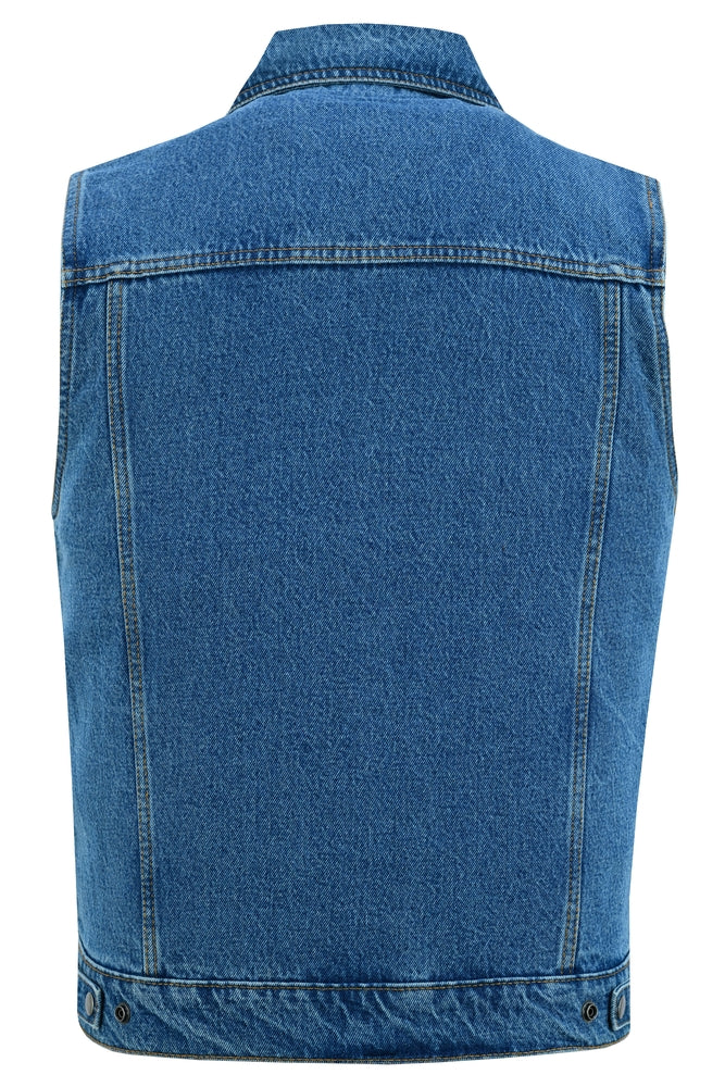 SOA RM970BU Snap Front Denim Vest- Blue - Image 5