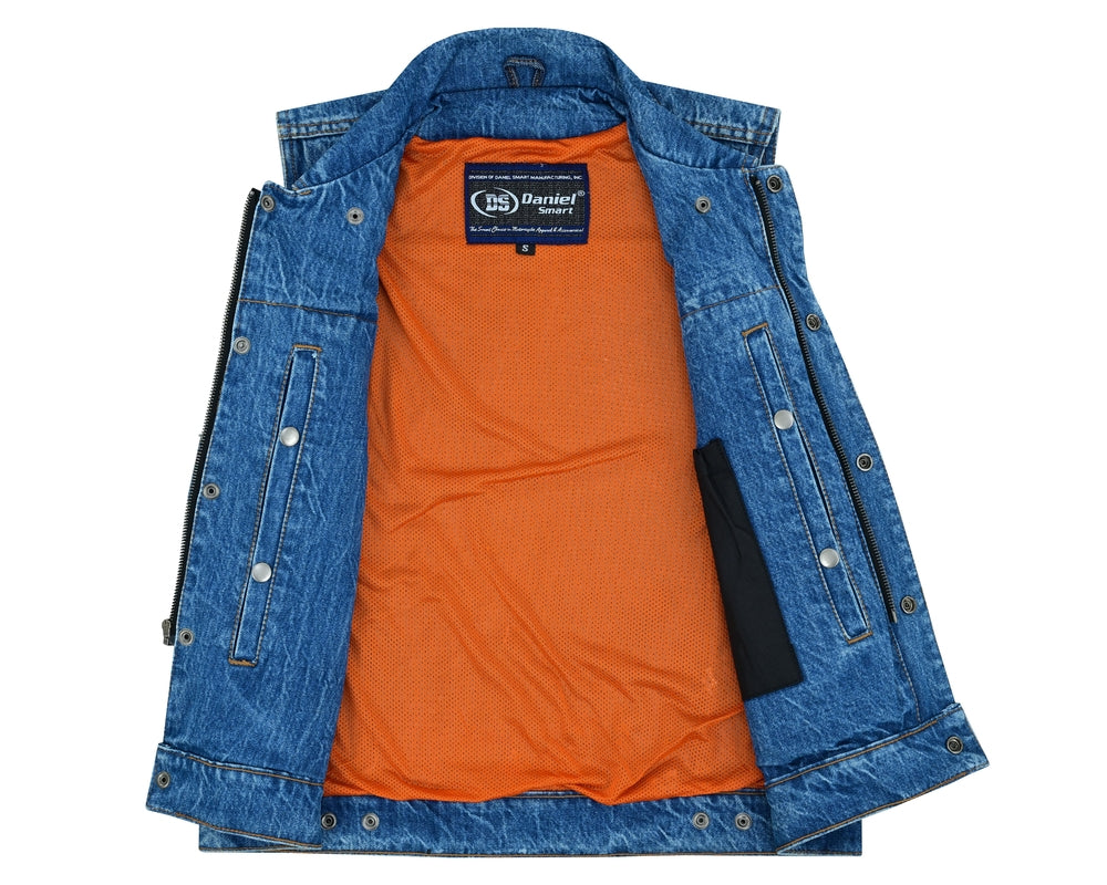 SOA RM970BU Snap Front Denim Vest- Blue - Image 6