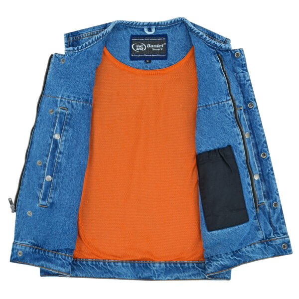 RM981BU Concealed Snaps, Denim Material, Hidden Zipper, w/o Collar - Image 6