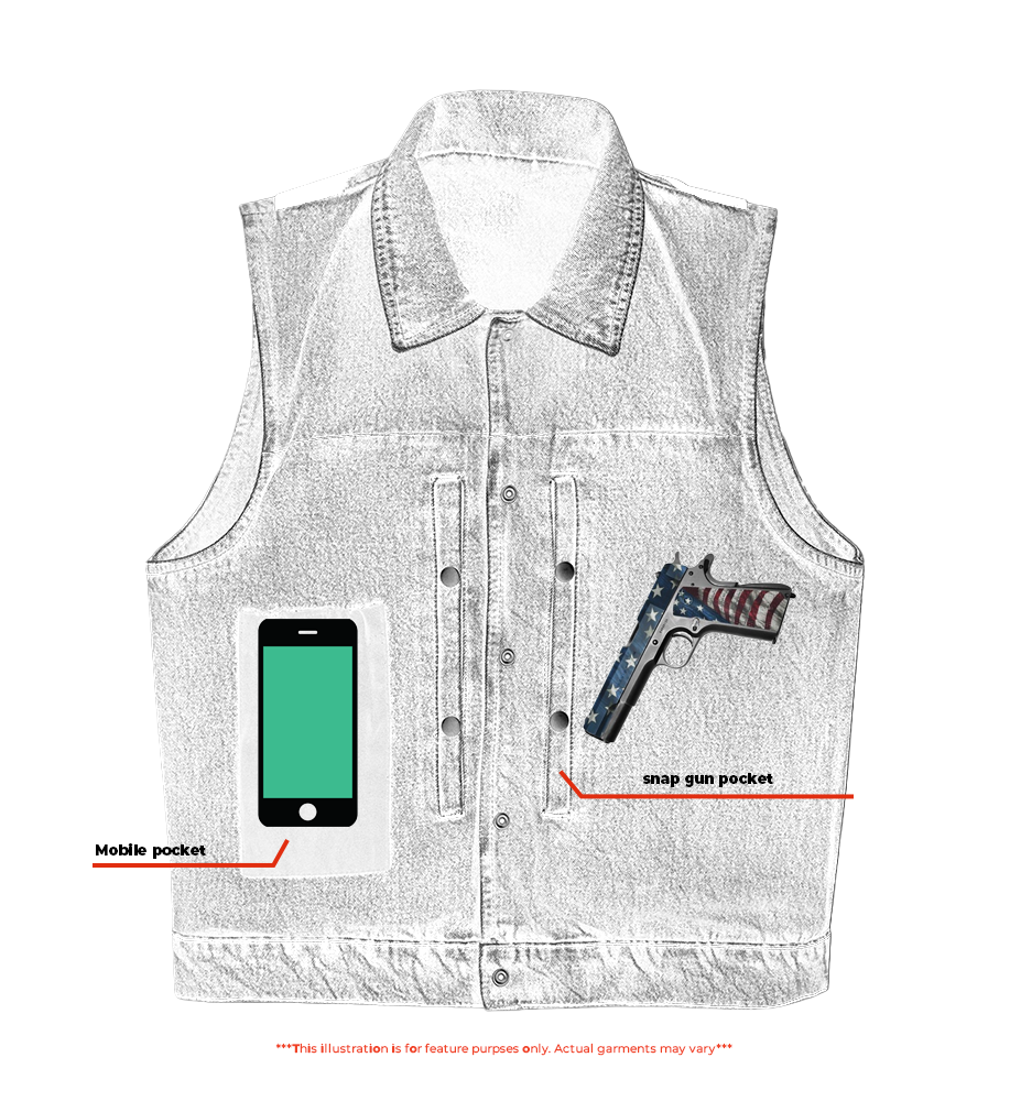 SOA RM970BU Snap Front Denim Vest- Blue - Image 8