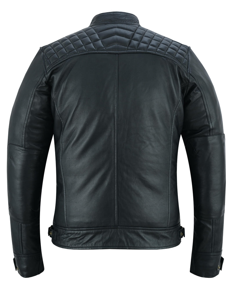 Men's Faux Leather Jacket With Snap Button Collar - Image 3