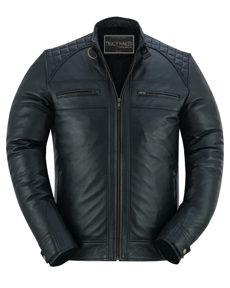 Men's Faux Leather Jacket With Snap Button Collar - Image 4