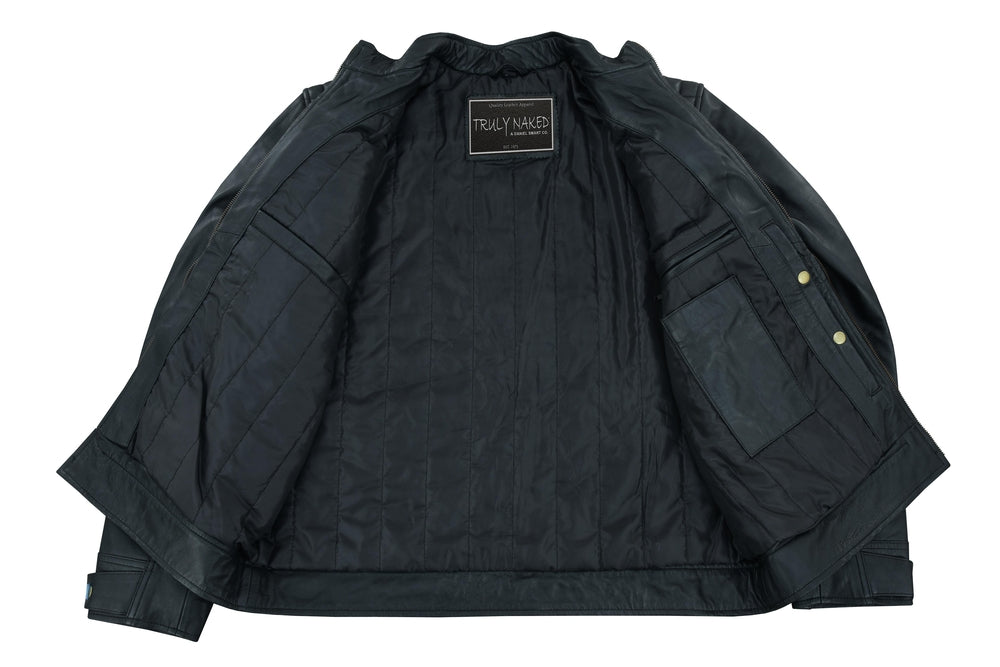 Men's Faux Leather Jacket With Snap Button Collar - Image 5