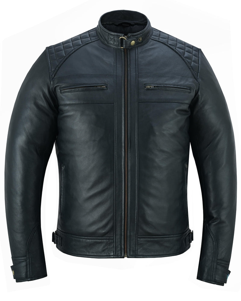 Men's Faux Leather Jacket With Snap Button Collar - Image 7