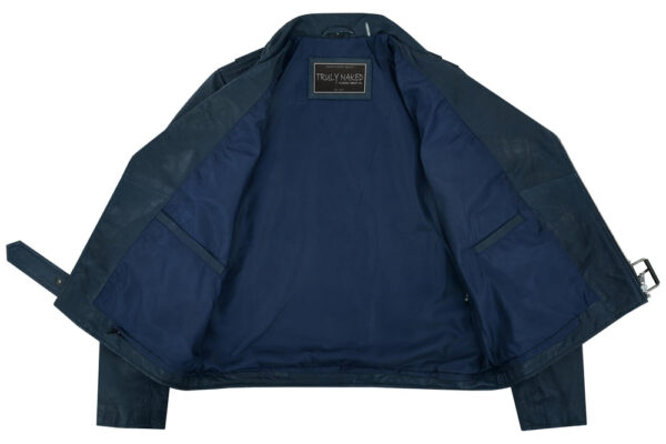 Moonlight Women's Navy Blue Fashion Leather Jacket - Image 3