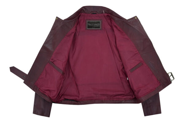 Rose Glow Women's Oxblood Fashion Leather Jacket - Image 3