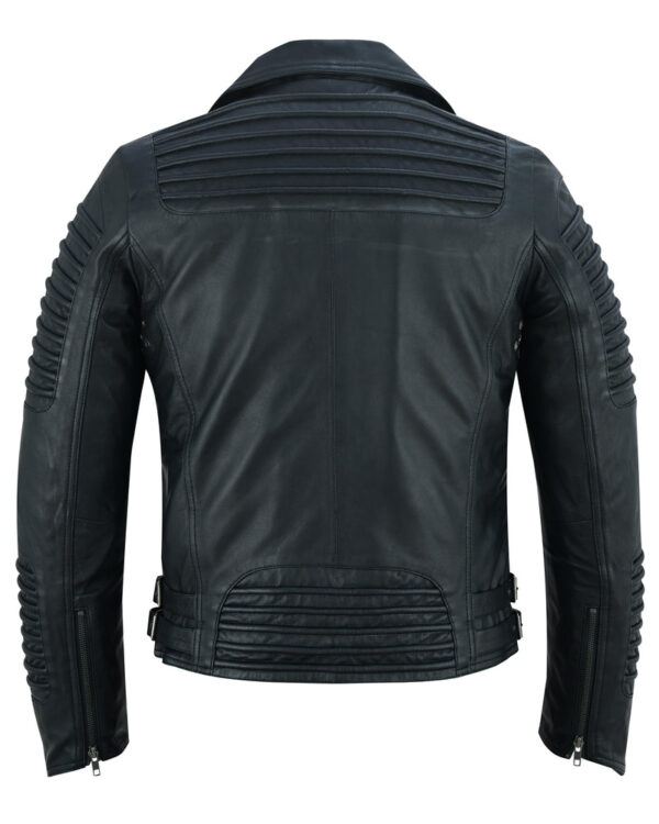 Shadow Queen Women's Black Fashion Leather Jacket with Ribbed Accents - Image 5