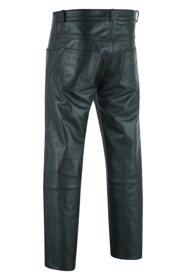 RC451 Men's Black Classic 5 Pocket Casual Motorcycle Leather Pants - Image 3