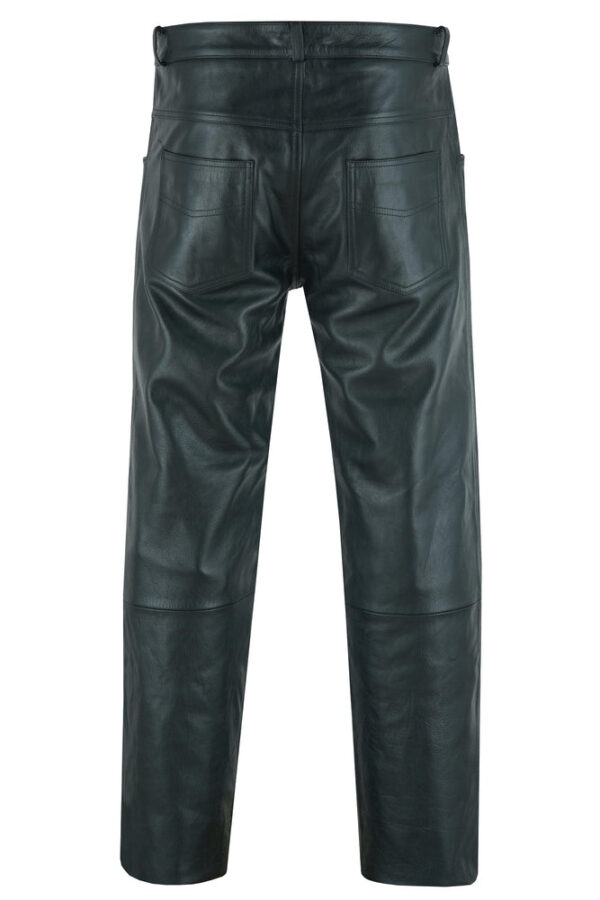 RC451 Men's Black Classic 5 Pocket Casual Motorcycle Leather Pants - Image 4