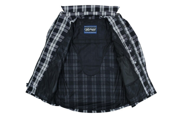 Checkered Champ Men's Black and White Armored Flannel Shirt - Image 6