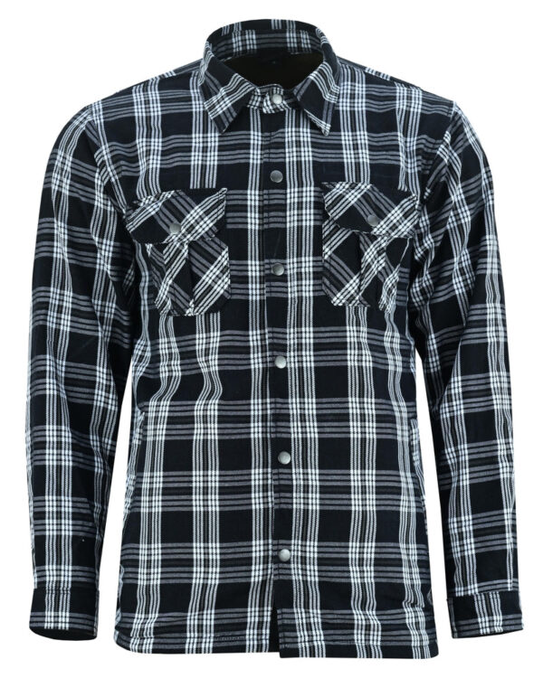 Checkered Champ Men's Black and White Armored Flannel Shirt - Image 3