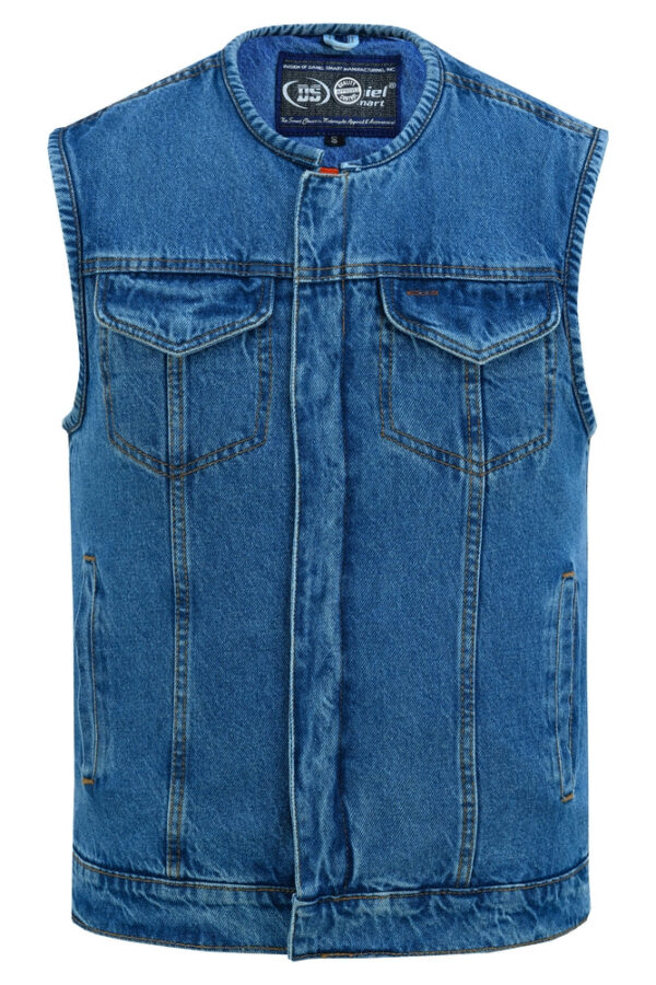 RM981BU Concealed Snaps, Denim Material, Hidden Zipper, w/o Collar - Image 3