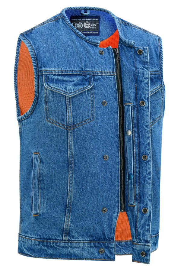 RM981BU Concealed Snaps, Denim Material, Hidden Zipper, w/o Collar - Image 4