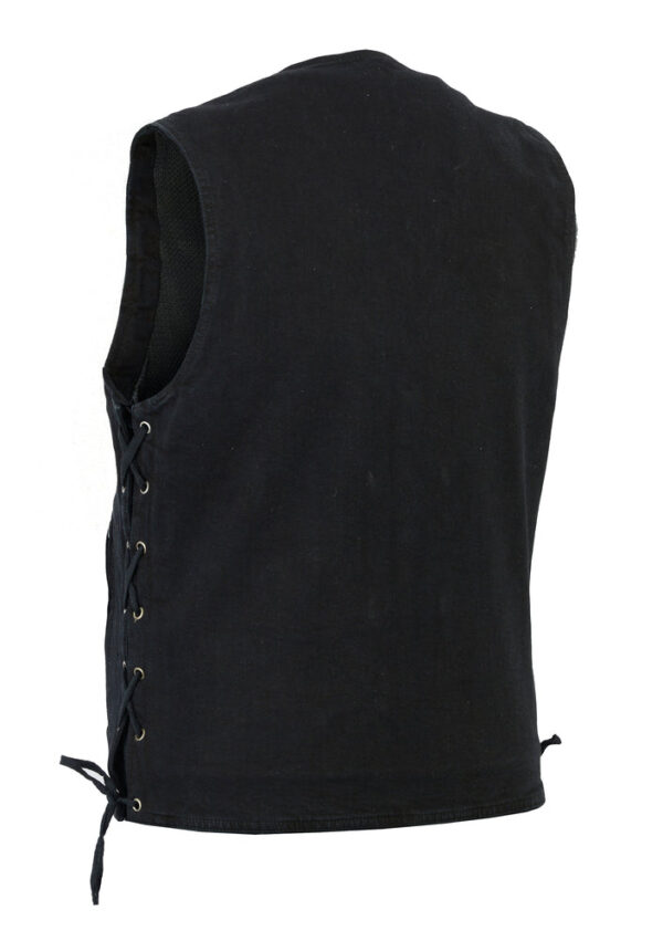 RM905BK Men's Single Back Panel Concealed Carry Denim Vest - Image 4