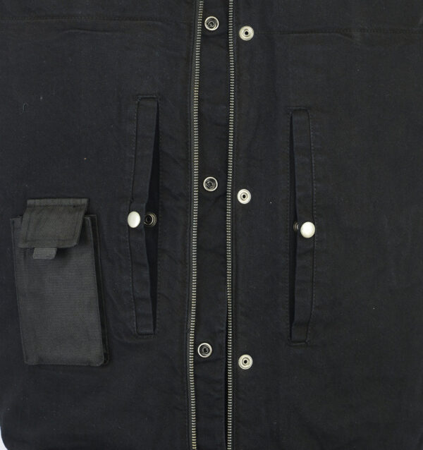 RM991 Men's Black Denim Single Panel Concealment Vest W/Leather Trim- - Image 3