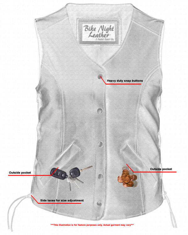RC206 Women's Stylish Longer Body 3/4 Vest - Side Laces - Image 3