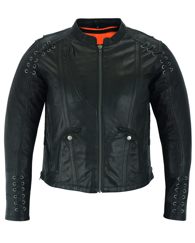 RC885 Women's Stylish Jacket with Grommet and Lacing Accents - Image 3