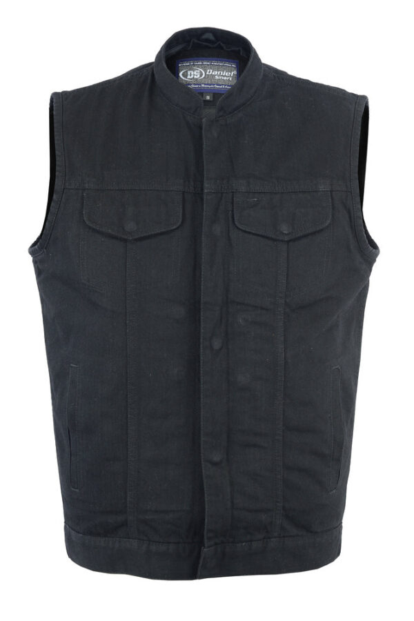 RM982 Men's Black Denim Single Back Panel Concealment Vest w/Rem - Image 3