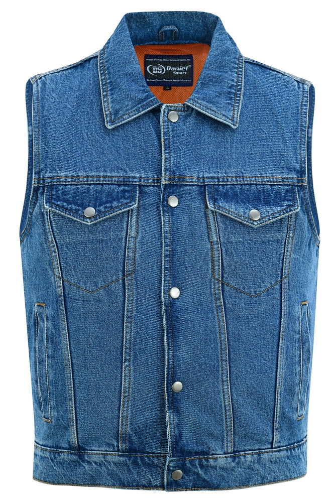 SOA RM970BU Snap Front Denim Vest- Blue - Image 3