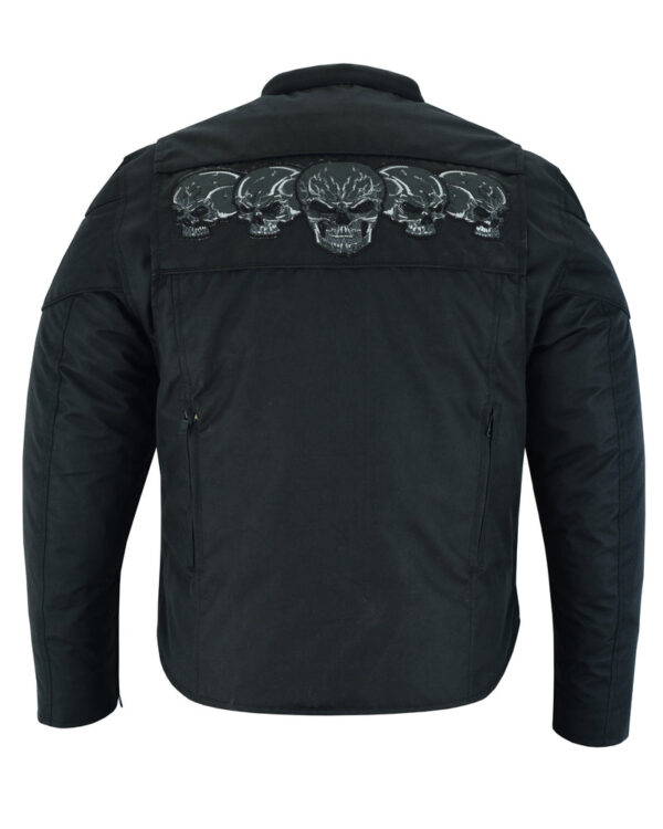 RC600 Men's Textile Scooter Style Jacket w/ Reflective Skulls - Image 4