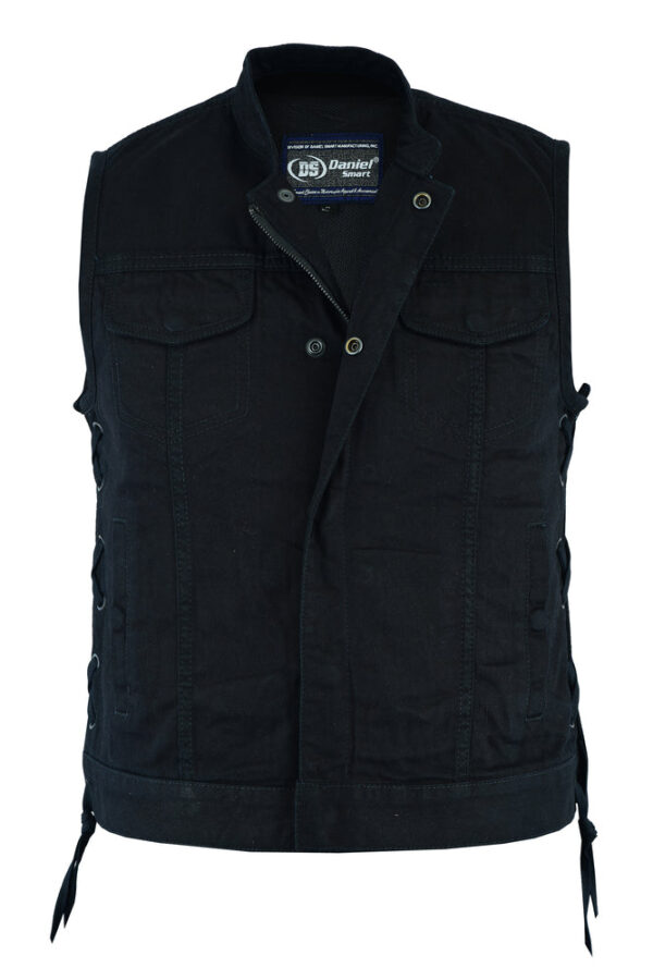 RM986 Women's Advance Side Laces Black Construction Denim Vest - Image 3