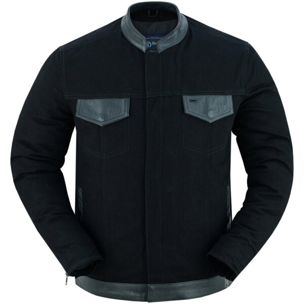 RM988 Men's Full Cut Denim Shirt W/Leather Trim - Image 3