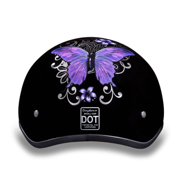 D6-B D.O.T. DAYTONA SKULL CAP - W/ BUTTERFLY - Image 3