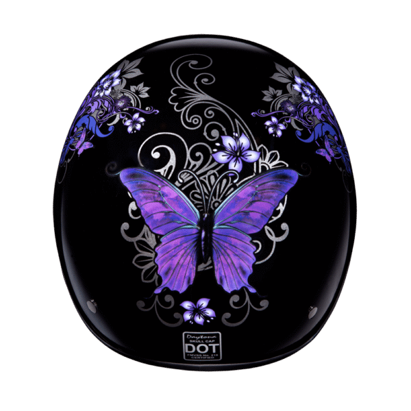 D6-B D.O.T. DAYTONA SKULL CAP - W/ BUTTERFLY - Image 5