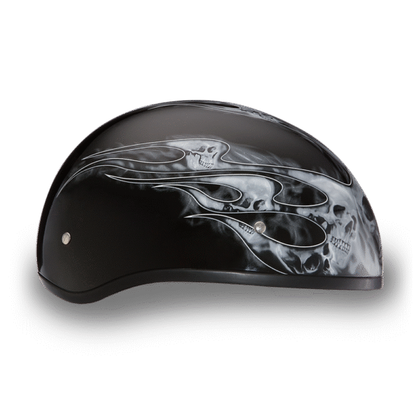 D6-SFS D.O.T. DAYTONA SKULL CAP - W/ SKULL FLAMES SILVER - Image 4