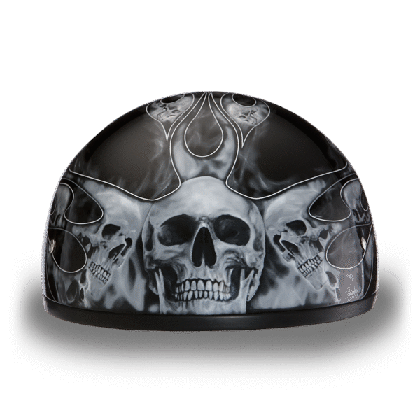 D6-SFS D.O.T. DAYTONA SKULL CAP - W/ SKULL FLAMES SILVER - Image 5