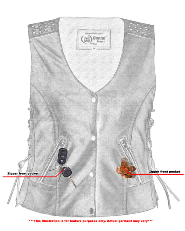 RC285V Women's Gray Vest with Grommet and Lacing Accents - Image 4