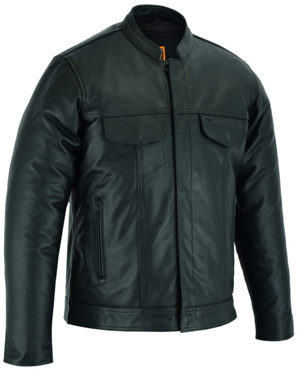 RC788 Men's Full Cut Leather Shirt with Zipper/Snap Front - Image 4