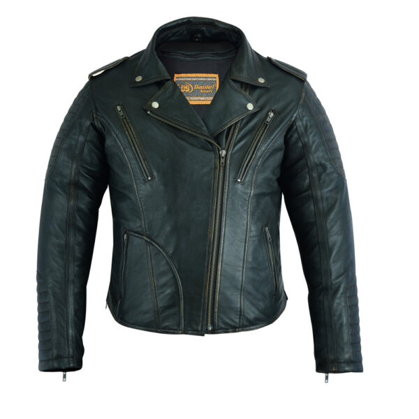 RC878 Women's Lightweight Drum Dyed Distressed Naked Lambskin M/C Jac - Image 4