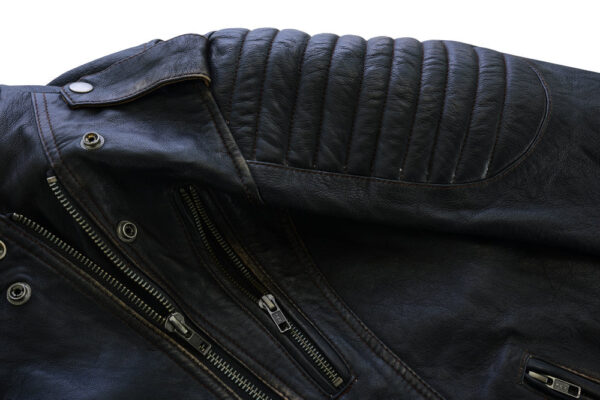 RC878 Women's Lightweight Drum Dyed Distressed Naked Lambskin M/C Jac - Image 9