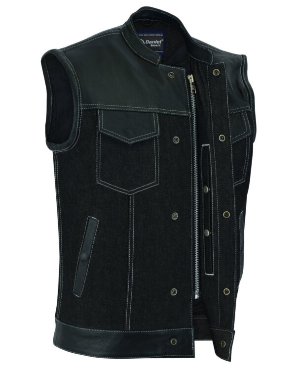 RM900 Men's Leather/Denim Combo Vest - Image 5