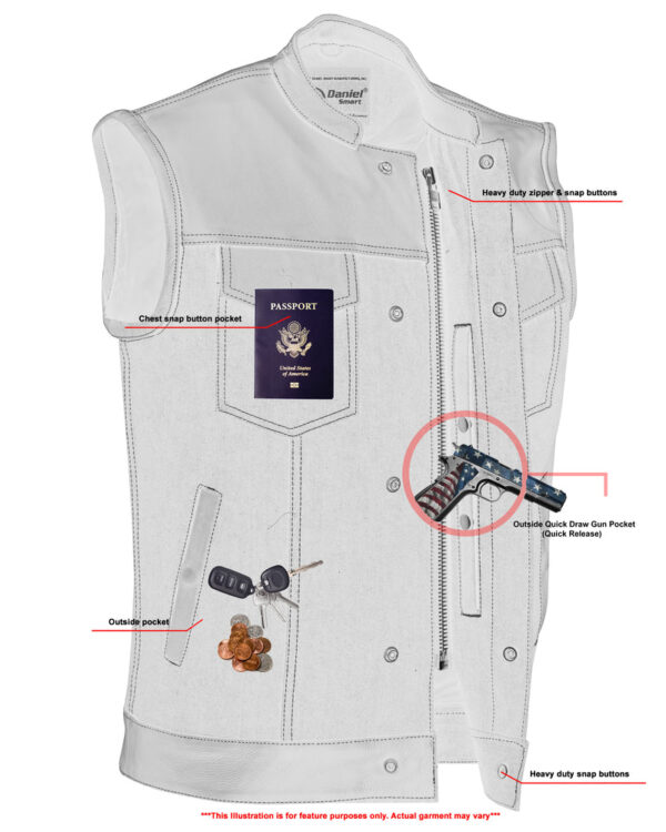 RM900 Men's Leather/Denim Combo Vest - Image 6