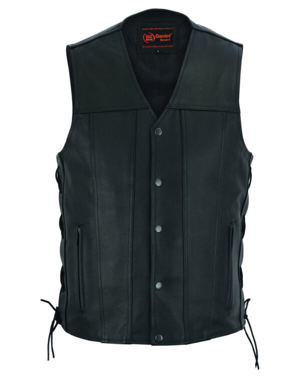 RC161TALL Men's Tall Classic Tapered Bottom Biker Leather Vest - Image 6