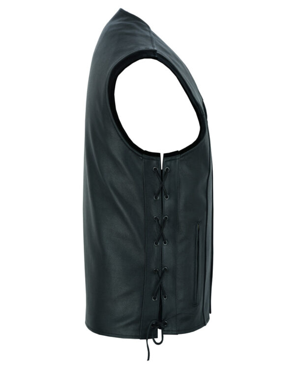 RC161TALL Men's Tall Classic Tapered Bottom Biker Leather Vest - Image 9