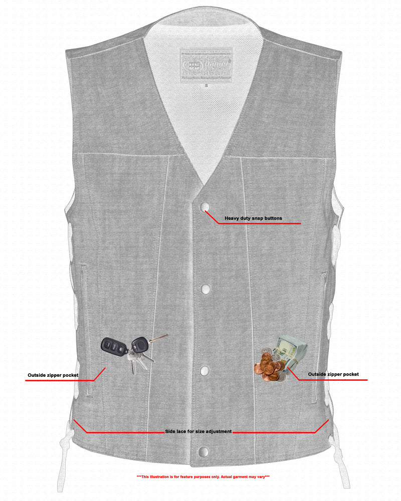 SOA RM918 Men's Rough Rub-Off Raw Finish Broken Gray Denim Vest - Image 3