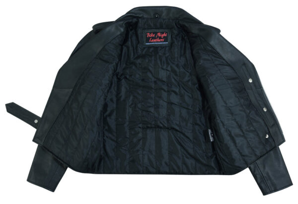 RC711 Economy Motorcycle Classic Biker Leather Jacket - Side Laces - Image 6